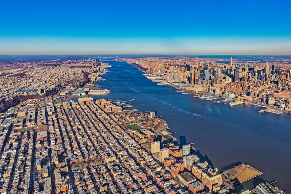 Aerial view of New Jersey and New York City.